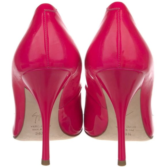 HIGH Shoes - Giuseppe Zanotti Pink Patent Leather Semi-Pointed Stiletto Heel Designer Pumps